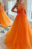 A-Line Prom Dresses Open Back Dress Formal Floor Length Sleeveless V Neck Tulle Backless with Pleats Beading Appliques 2023