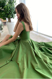 A-Line Evening Gown Princess Dress Formal Court Train Sleeveless Sweetheart Satin with Slit 2023