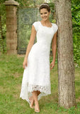 A-line/Princess Scalloped Neck Sleeveless Asymmetrical Lace Wedding Dress - dennisdresses