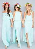 A-Line/Princess Sleeveless V-Neck Ankle-Length Chiffon Bridesmaid Dress - dennisdresses