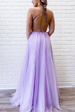 A-Line/Princess Tulle Lace Spaghetti Straps Sleeveless Sweep/Brush Train Dresses - dennisdresses