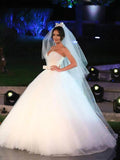 Ball Gown Bowknot Sweetheart Tulle Sleeveless Floor-Length Wedding Dresses - dennisdresses