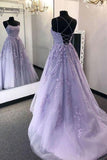 Spaghetti Strap Prom Dress Ball Gown Lace Appliques Wedding Tulle Homecoming Long Dress Princess Formal Evening Gowns