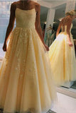 Spaghetti Strap Prom Dress Ball Gown Lace Appliques Wedding Tulle Homecoming Long Dress Princess Formal Evening Gowns