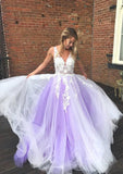 Ball Gown Sleeveless Long/Floor-Length Tulle Prom Dress With Appliqued