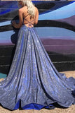 Prom Dresses Long A Line with Pockets Formal Evening Ball Gowns Side Slit Glitter Party Dress 2023