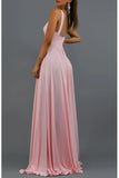 A-Line Bridesmaid Dress V Neck Sleeveless Elegant Floor Length Spandex with Pleats / Split Front 2023