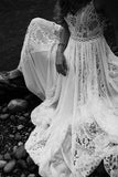 Bohemian Wedding Dresses Spaghetti Strap with Adjustable Drawstring Lace Bridal Gowns