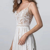 Bohemian Wedding Dresses Spaghetti Strap with Adjustable Drawstring Lace Bridal Gowns