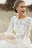 Boho Wedding Dress, Bohomian Bridal Dress, Tulle Lace Bridal Gown, Slip Long Sleeve