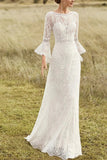 Boho Wedding Dress, Bohomian Bridal Dress, Tulle Lace Bridal Gown, Slip Long Sleeve