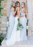 Chiffon Bridesmaid Dress A-Line/Princess Off-The-Shoulder Long/Floor-Length With Pleated - dennisdresses