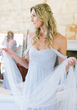 Chiffon Bridesmaid Dress A-Line/Princess Off-The-Shoulder Long/Floor-Length With Pleated - dennisdresses