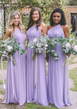 Chiffon Bridesmaid Dress A-Line/Princess One-Shoulder Long/Floor-Length With Pleated - dennisdresses