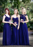 Chiffon Bridesmaid Dress A-Line/Princess Strapless Sweep Train With Lace