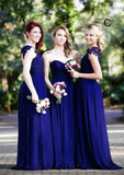 Chiffon Bridesmaid Dress A-Line/Princess Strapless Sweep Train With Lace