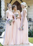 Chiffon Bridesmaid Dress A-Line/Princess Strapless Sweep Train With Lace