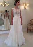 Chiffon Wedding Dress A-Line/Princess Bateau Long/Floor-Length With Lace - dennisdresses