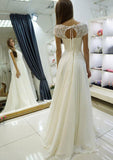 Chiffon Wedding Dress A-Line/Princess Bateau Long/Floor-Length With Lace - dennisdresses