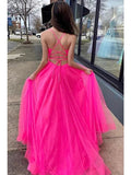 A-Line Prom Dresses Sexy Dress Wedding Party Court Train Sleeveless Spaghetti Strap Organza with Slit 2023