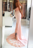 Elastic Satin Court Train Trumpet/Mermaid Sleeveless Halter Covered Button Prom Dress With Beaded - dennisdresses