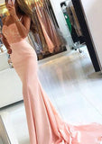 Elastic Satin Court Train Trumpet/Mermaid Sleeveless Sweetheart Covered Button Prom Dress With Beaded