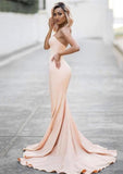 Elastic Satin Prom Dress Sheath/Column Sweetheart Sweep Train - dennisdresses