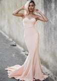 Elastic Satin Prom Dress Sheath/Column Sweetheart Sweep Train