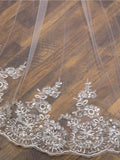 Luxurious Tulle With Lace Long Wedding Veils