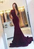 Jersey Prom Dress Trumpet/Mermaid Bateau Sweep Train With Pleated - dennisdresses