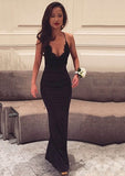 Jersey Sweep Train Sheath/Column Sleeveless Scoop Neck Zipper Prom Dress With Bandage