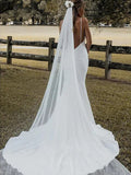 One-tier Vintage Style / Pearls Wedding Veil Cathedral Veils with Faux Pearl 110.24 in (280cm) Tulle