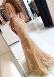 Lace Prom Dress Trumpet/Mermaid Bateau Sweep Train With Waistband - dennisdresses