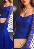 Lace Prom Dress Trumpet/Mermaid V-Neck Long/Floor-Length With Pleated - dennisdresses