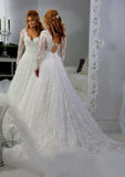 Lace Wedding Dress A-Line/Princess Scalloped Neck Court Train