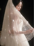 Two-tier Simple Wedding Veil Fingertip Veils / Cathedral Veils with Solid Tulle / Classic