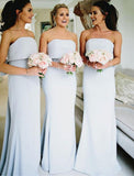 Mermaid / Trumpet Bridesmaid Dress Strapless Sleeveless Elegant Sweep / Brush Train Jersey with Bow(s) / Ruffles 2023