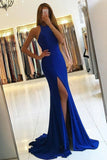 Mermaid / Trumpet Evening Gown Bodycon Dress Formal Court Train Sleeveless High Neck Stretch Fabric with Slit 2023 - dennisdresses