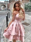 Dusty Rose Cocktail Dresses Cocktail Party Short Satin Prom Dresses