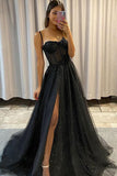 A-Line/Princess Ruffles Spaghetti Straps Sleeveless Sweep/Brush Train Dresses