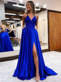 Royal Blue Prom Dresses Pocket Dress Formal Train Evening Gown 2023