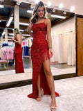 Mermaid Prom Dresses Sexy Sequined Dress Spaghetti Evening Gown 2023