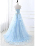 A-Line Sexy Floral Engagement Prom Birthday Dress Strapless Sleeveless Sweep / Brush Train Lace with Pleats Lace Insert 2023