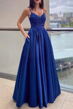 A-Line Minimalist Sexy Party Wear Prom Dress V Neck Sleeveless Floor Length Lace with Pleats Appliques 2023