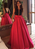 Satin Prom Dress A-Line/Princess Bateau Long/Floor-Length With Sequins