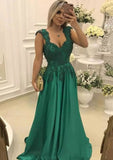 Satin Prom Dress A-Line/Princess Sweetheart Sweep Train With Beaded Bowknot