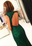 Sequined Prom Dress Sheath/Column Bateau Long/Floor-Length With Side Split - dennisdresses