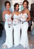 Sheath/Column Sweetheart Court Train Elastic Satin Bridesmaid Dresses With Lace - dennisdresses