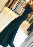 Trumpet/Mermaid Off-the-Shoulder Short Sleeve Sweep Train Elastic Satin Evening Dress With Split - dennisdresses