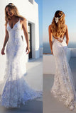 Trumpet/Mermaid Spaghetti Straps Court Train Lace Prom Dress - dennisdresses